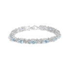 .925 sterling silver oval blue topaz diamond butterfly link bracelet (i j color i1 i2 clarity) size 7’’ inches