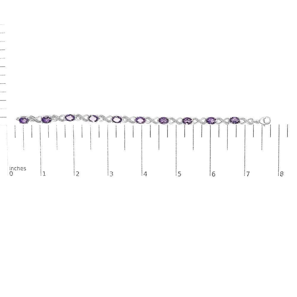 Oval amethyst & diamond infinity link bracelet in sterling silver – 7’’ bijoux-nyc direct