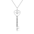 Diamond heart key pendant in sterling silver 1/20 cttw bijoux-nyc direct