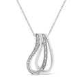 Sterling silver diamond accent double curve pendant necklace 18 inch bijoux-nyc direct