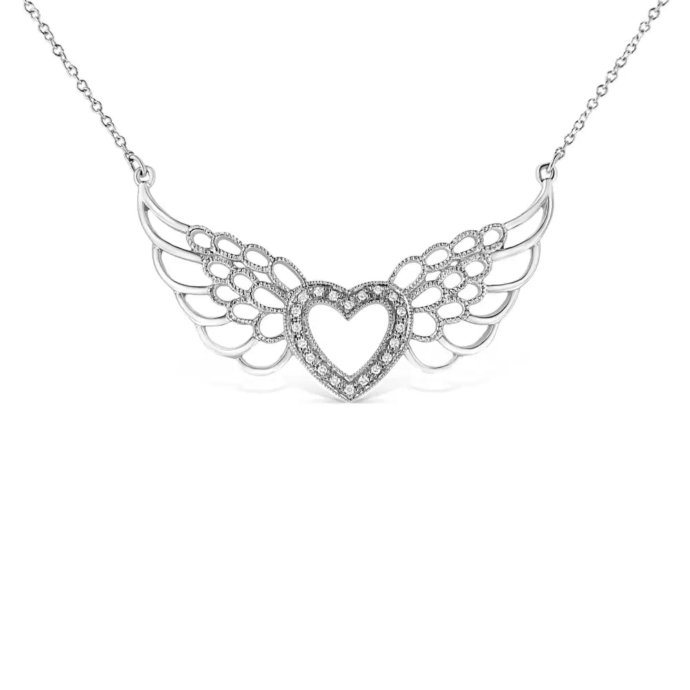 Diamond fairy wing heart pendant in sterling silver 1/20 cttw bijoux-nyc direct