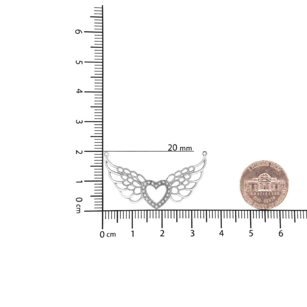Diamond fairy wing heart pendant in sterling silver 1/20 cttw bijoux-nyc direct