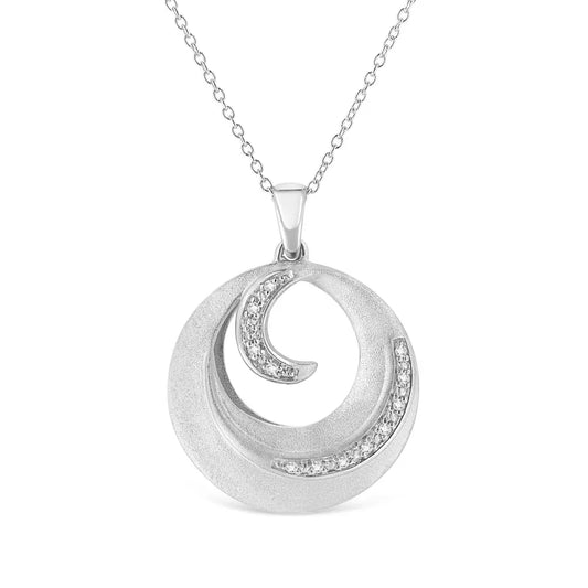 .925 Sterling Silver Pave-Set Diamond Accent Fashion Circle 18" Pendant Necklace (I-J Color, I1-I2 Clarity) - Bijoux-NYC Direct