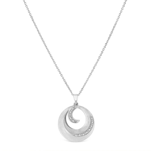 .925 Sterling Silver Pave-Set Diamond Accent Fashion Circle 18" Pendant Necklace (I-J Color, I1-I2 Clarity) - Bijoux-NYC Direct