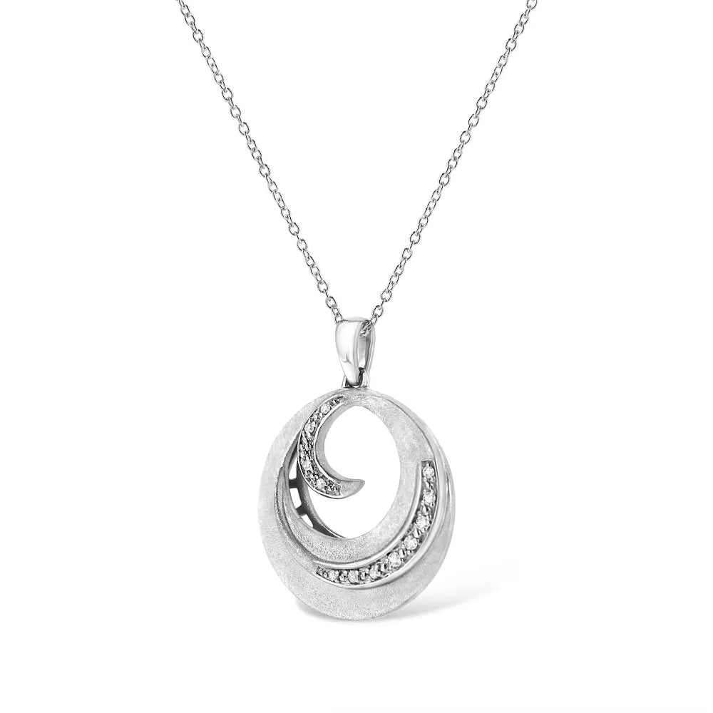 .925 Sterling Silver Pave-Set Diamond Accent Fashion Circle 18" Pendant Necklace (I-J Color, I1-I2 Clarity) - Bijoux-NYC Direct