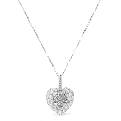 .925 Sterling Silver Pave-Set Diamond Accent Heart Shape 18" Pendant Necklace (I-J Color, I1-I2 Clarity) - Bijoux-NYC Direct
