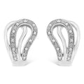 Diamond pavé horseshoe hoop earrings in sterling silver – 1/10 cttw bijoux-nyc direct