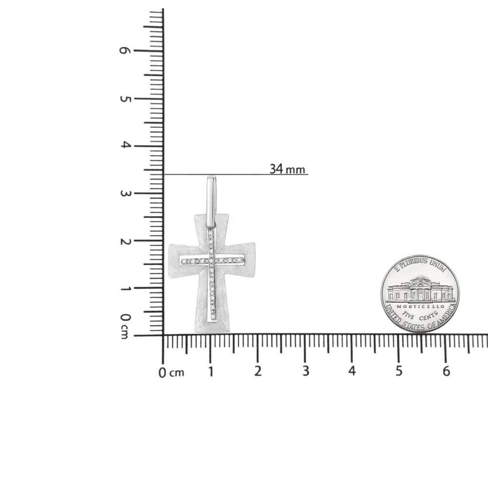 .925 Sterling Silver Prong-Set Diamond Accent Cross 18" Pendant Necklace (I-J Color, I1-I2 Clarity) - Bijoux-NYC Direct