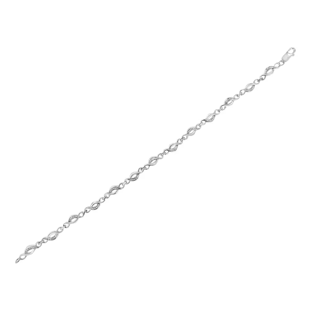 Diamond accent infinity link bracelet in.925 sterling silver 7.25 bijoux-nyc direct