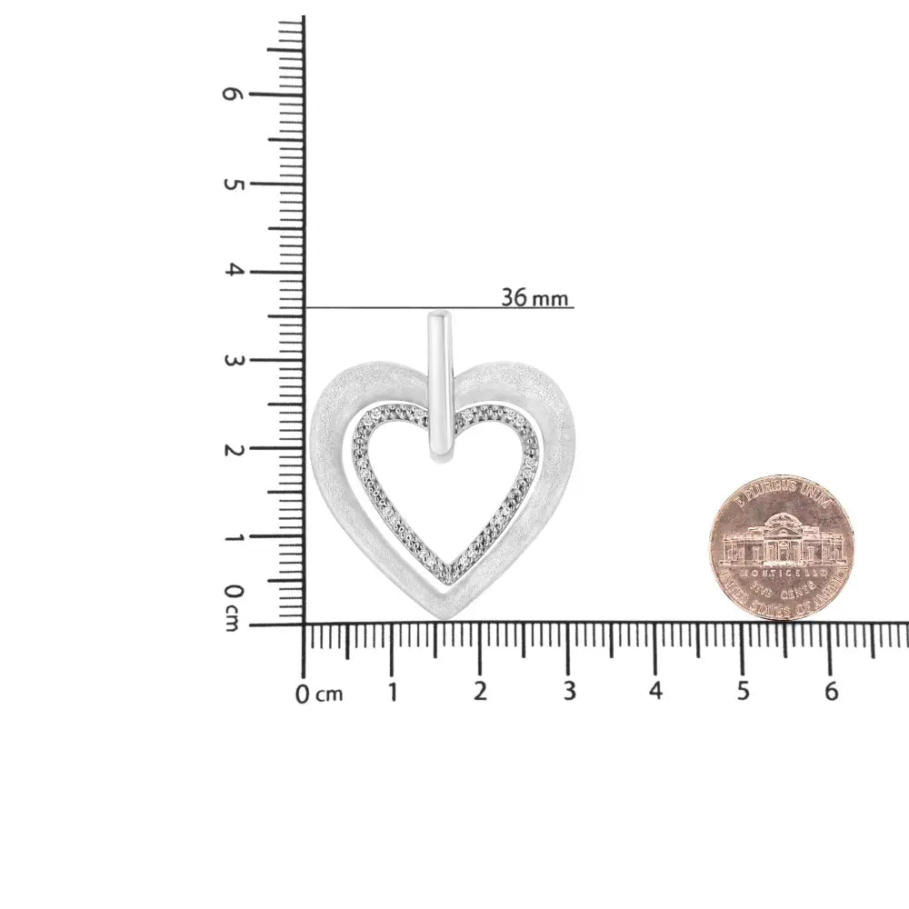 Diamond accent double heart pendant necklace in sterling silver – 18’’ bijoux-nyc direct