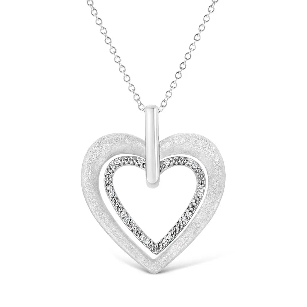 Diamond accent double heart pendant necklace in sterling silver – 18’’ bijoux-nyc direct