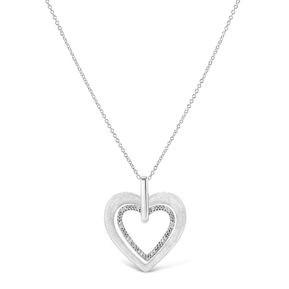 Diamond accent double heart pendant necklace in sterling silver – 18’’ bijoux-nyc direct