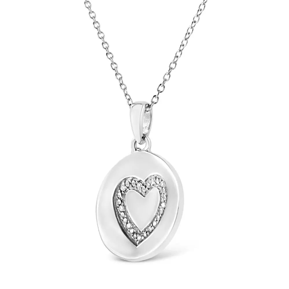 Diamond accent heart circle pendant necklace in sterling silver – 18’’ bijoux-nyc direct
