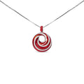Sterling silver red enamel swirl medallion 0.50ct diamond 18 inch necklace bijoux-nyc direct