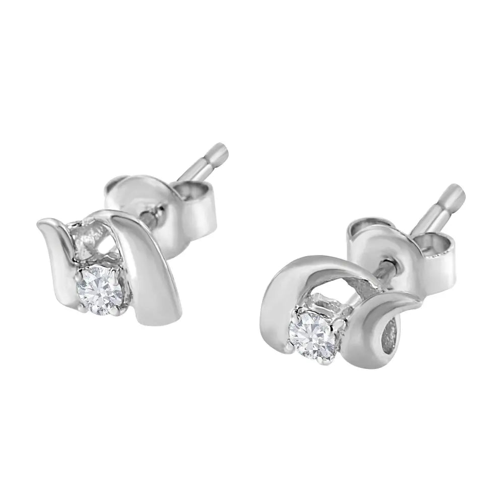 .925 Sterling Silver Round Cut Diamond Fashion Earrings (0.10 cttw, I-J Color, I2-I3 Clarity) - Bijoux-NYC Direct