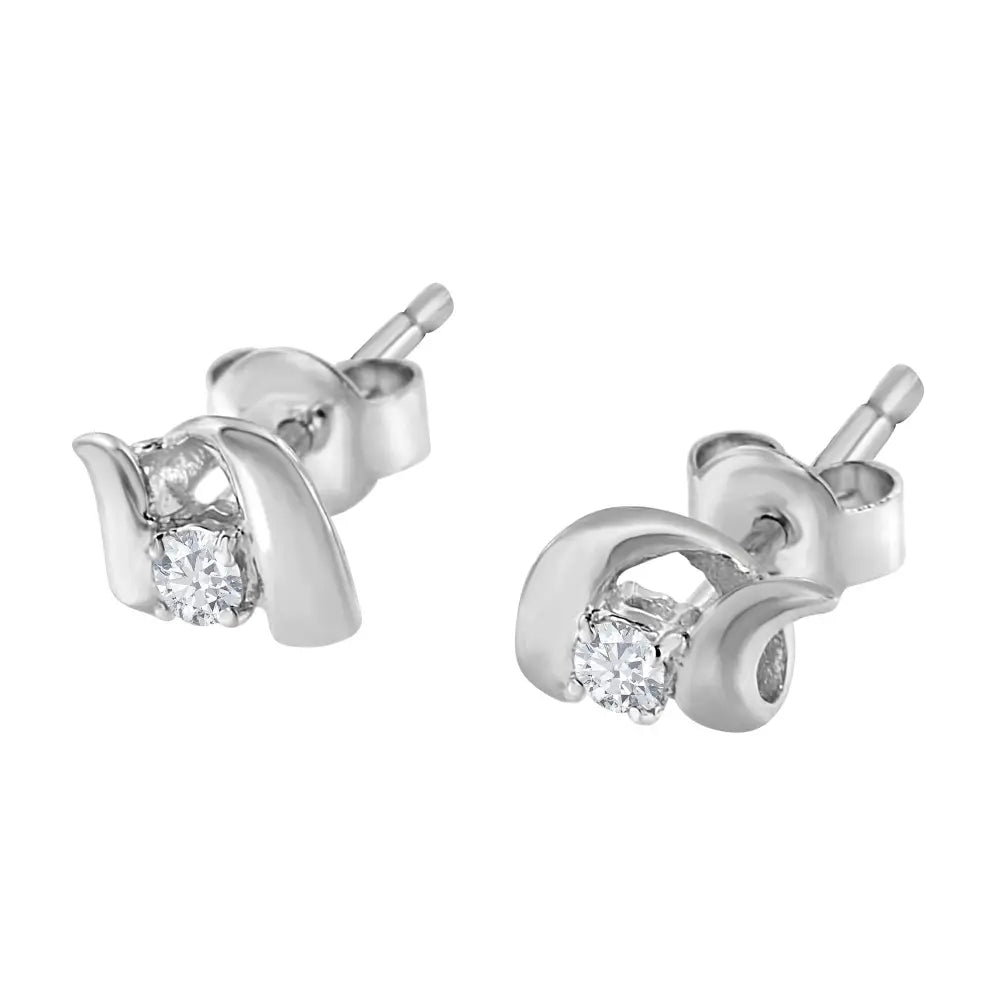Round cut diamond stud earrings in.925 sterling silver 0.10 cttw bijoux-nyc direct