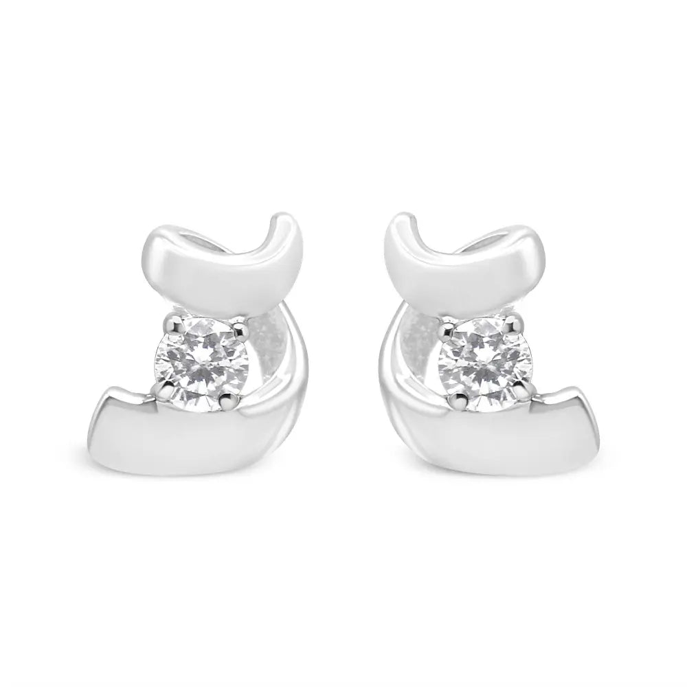 .925 Sterling Silver Round Cut Diamond Fashion Earrings (0.10 cttw, I-J Color, I2-I3 Clarity) - Bijoux-NYC Direct