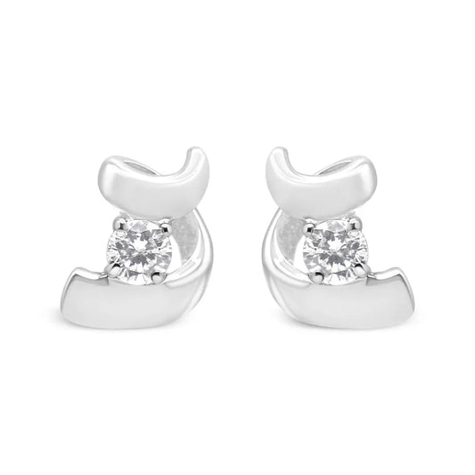 .925 Sterling Silver Round Cut Diamond Fashion Earrings (0.10 cttw, I-J Color, I2-I3 Clarity) - Bijoux-NYC Direct