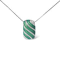 Sterling silver turquoise enamel 1/2 cttw diamond block 18’’ pendant necklace bijoux-nyc direct