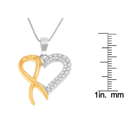 .925 Sterling Silver Two Toned 1/4 cttw Round Cut Diamond Pendant Necklace (H-I, I2-I3) - Bijoux-NYC Direct