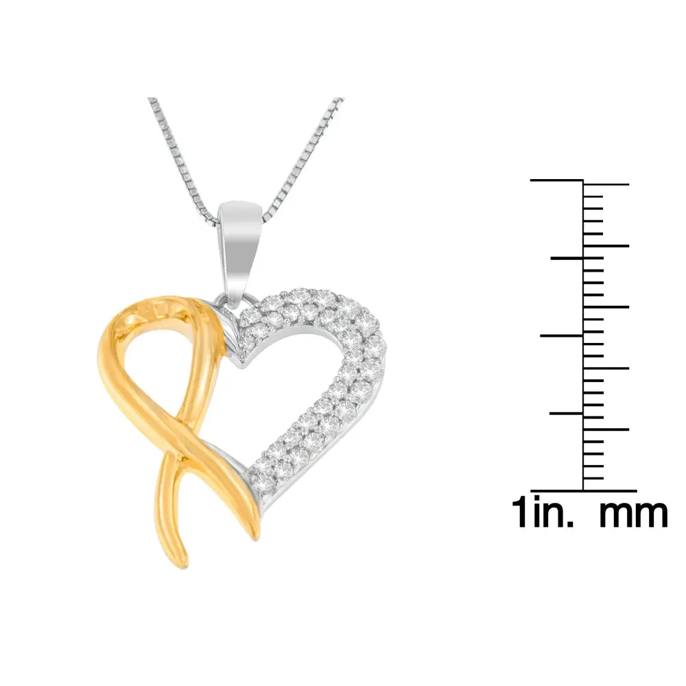 .925 sterling silver two toned 1/4 cttw round cut diamond pendant necklace (h-i i2-i3) bijoux-nyc direct
