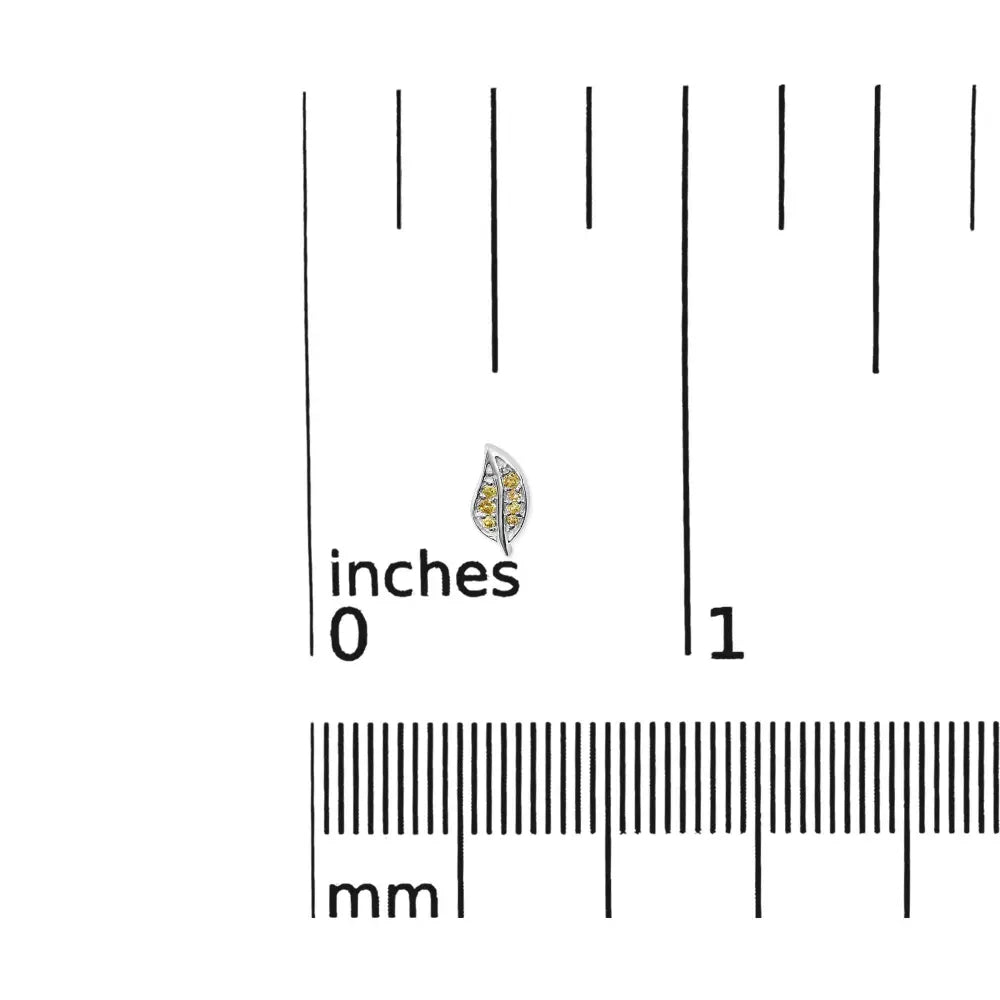 .925 Sterling Silver Yellow Diamond Accent Leaf Stud Earrings (Yellow Color, SI1-SI2 Clarity) - Bijoux-NYC Direct