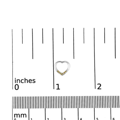 .925 Sterling Silver Yellow Diamond Accent Open Heart Stud Earrings (Yellow Color, SI1-SI2 Clarity) - Bijoux-NYC Direct