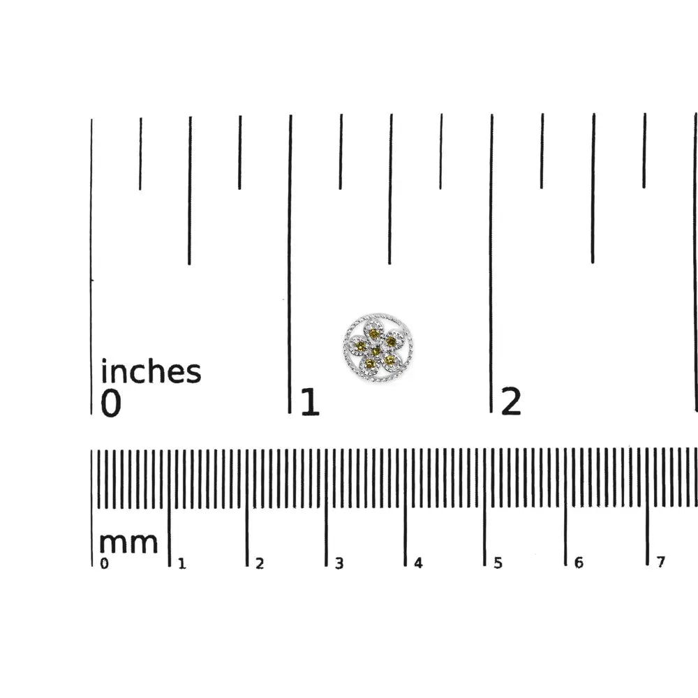 .925 Sterling Silver Yellow Diamond Accent Star and Wheel Milgrain Style Stud Earrings (Yellow Color, I2-I3 Clarity) - Bijoux-NYC Direct