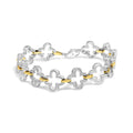 Diamond clover two-tone fashion tennis bracelet in sterling silver – 1/10 cttw bijoux-nyc direct