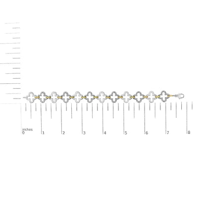 .925 two tone sterling silver 1/10 cttw natural round diamond fashion tennis bracelet (i j color i1 i2 clarity) 7’’