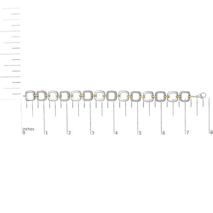 .925 two tone sterling silver diamond accent open box link bracelet (i j color i1 i2 clarity) 7’’ bracelets/bracelet/tennis
