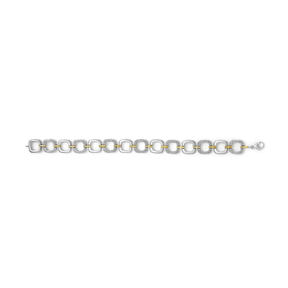 .925 two tone sterling silver diamond accent open box link bracelet (i j color i1 i2 clarity) 7’’ bracelets/bracelet/tennis