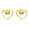 14KT Yellow Gold 1/8 cttw Diamond Journey Heart Earrings (K-L, I1-I2)