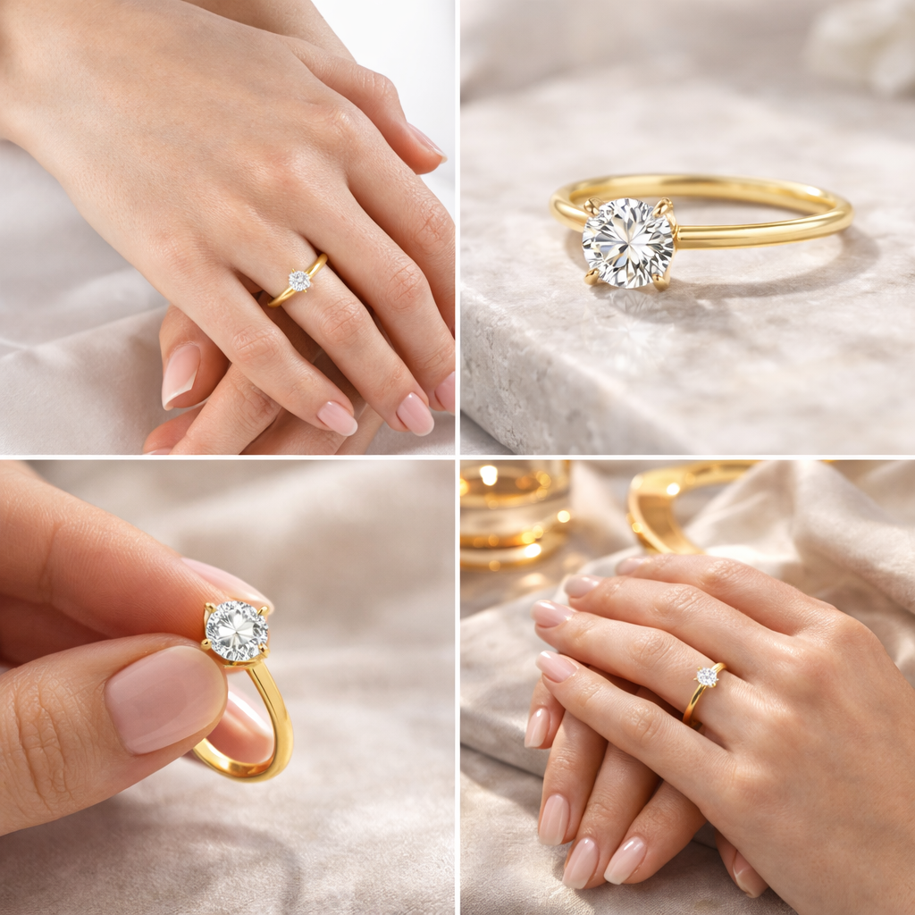 GIA Certified 14k Gold 1/2 Cttw Diamond Solitaire Engagement Ring (H Color, SI1 Clarity)