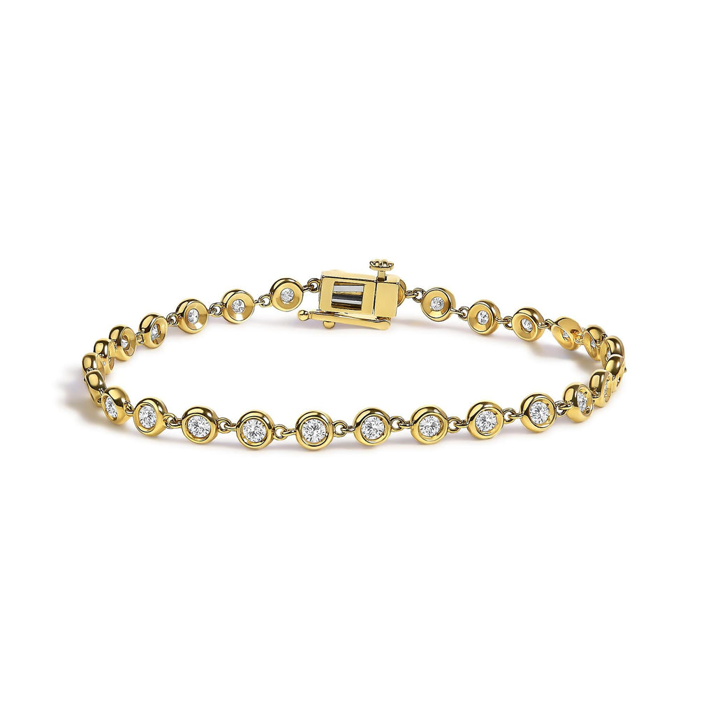 Lab-Grown Diamond Bezel Link Bracelet in 10K Yellow Gold – 1.5 Cttw