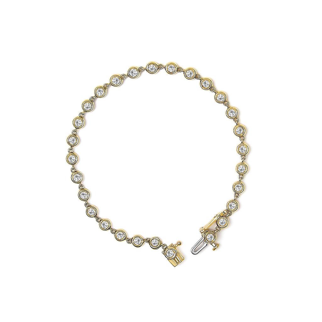 Lab-Grown Diamond Bezel Link Bracelet in 10K Yellow Gold – 1.5 Cttw