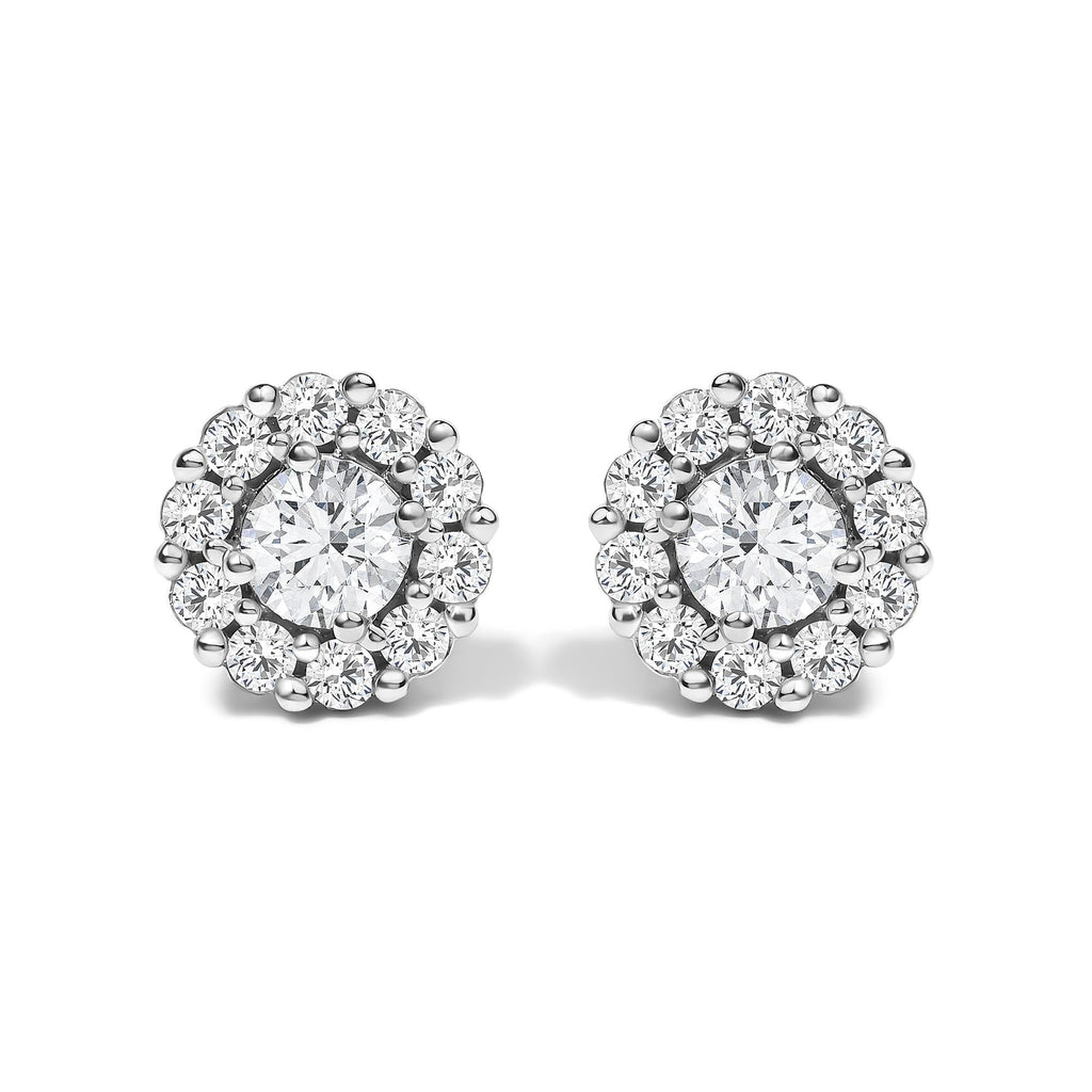 Lab-Grown Diamond Halo Stud Earrings in 10K White Gold – 1.5 Cttw