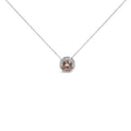 14K White Gold 2 3/8 Cttw Lab Grown Pink Diamond Solitaire with Halo Pendant Necklace - 17" Inches