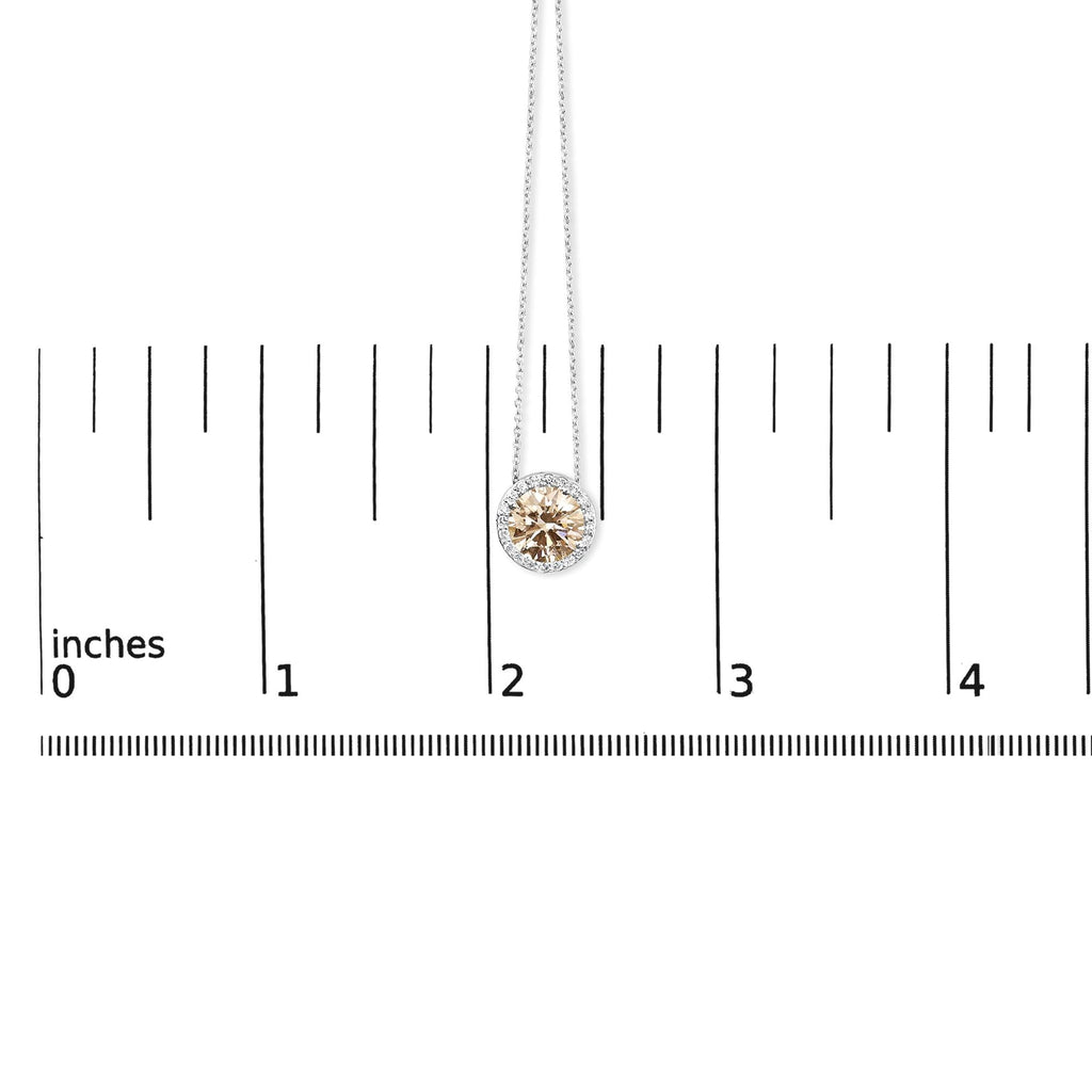 14K White Gold 2 3/8 Cttw Lab Grown Pink Diamond Solitaire with Halo Pendant Necklace - 17" Inches