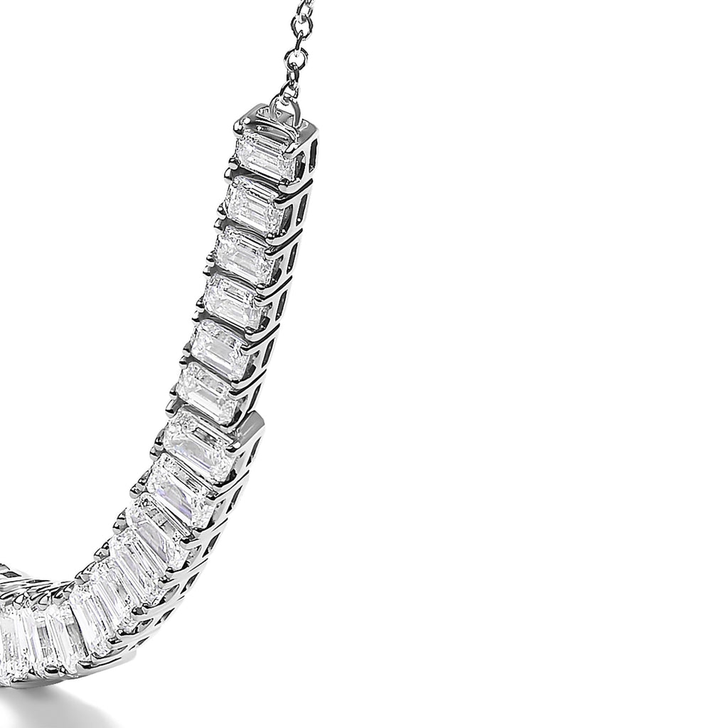 Lab-Grown Diamond Emerald Cut Station Necklace in 14K White Gold – 5.0 Cttw