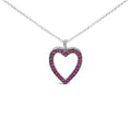 18K 1/3 Cttw Diamond and Red Ruby Open Heart with Black Rhodium 18" Pendant Necklace (G-H Color, VS2-SI1 Clarity)