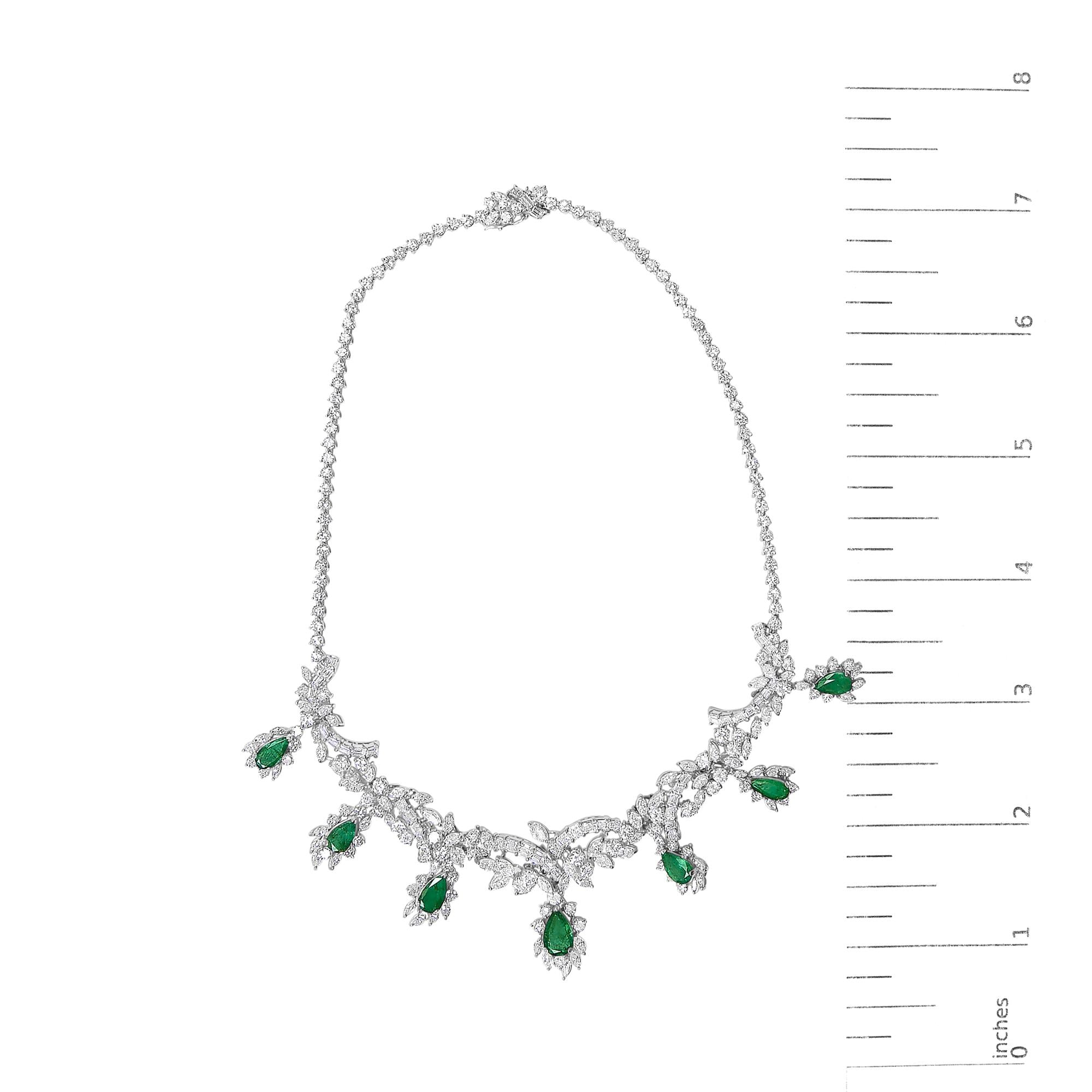 Platinum Diamond & Brazilian Emerald Jewelry Set – 38.30 ct Diamond, 19.76 ct Emerald, C. Dunaigre Certified