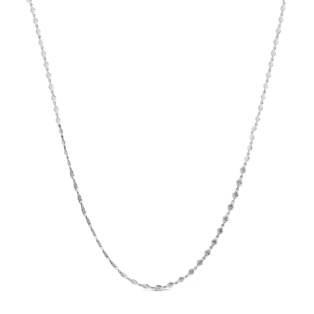 Diamond Marquise Station Necklace in .925 Sterling Silver – 3/8 Cttw
