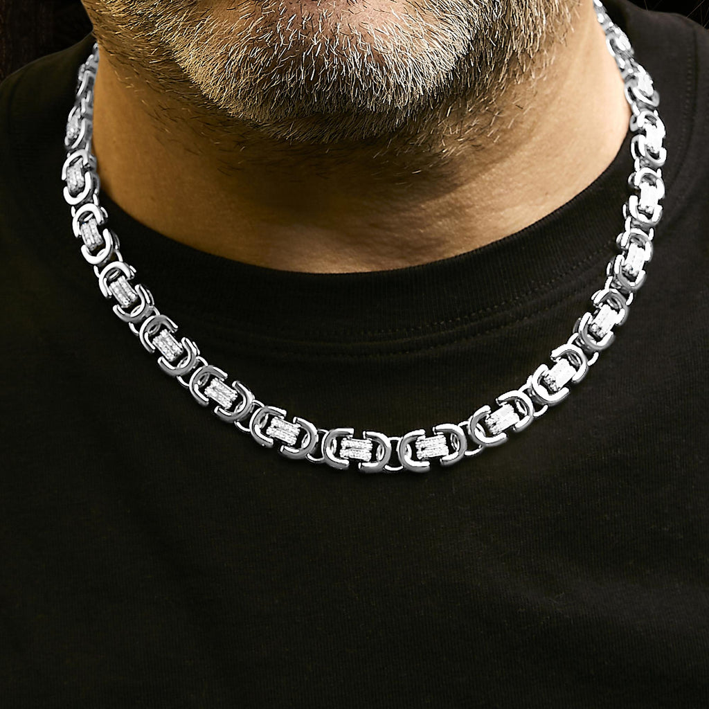 Men's Diamond Eternity Station Necklace in Sterling Silver – 2.50 ct