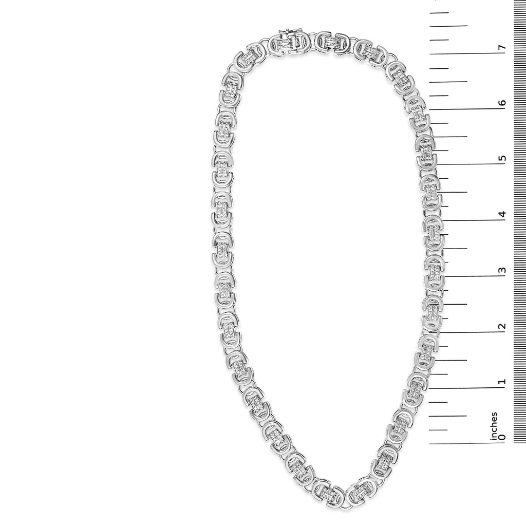 Men's Diamond Eternity Station Necklace in Sterling Silver – 2.50 ct