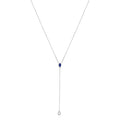 Sterling Silver Created Blue Sapphire and Diamond Accent Y Necklace