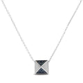 14K White Gold 1/4 Cttw Treated Blue Diamond Matte Finished Pyramid Pendant Necklace (Blue Color, SI1-SI2 Clarity) - 18" Inches