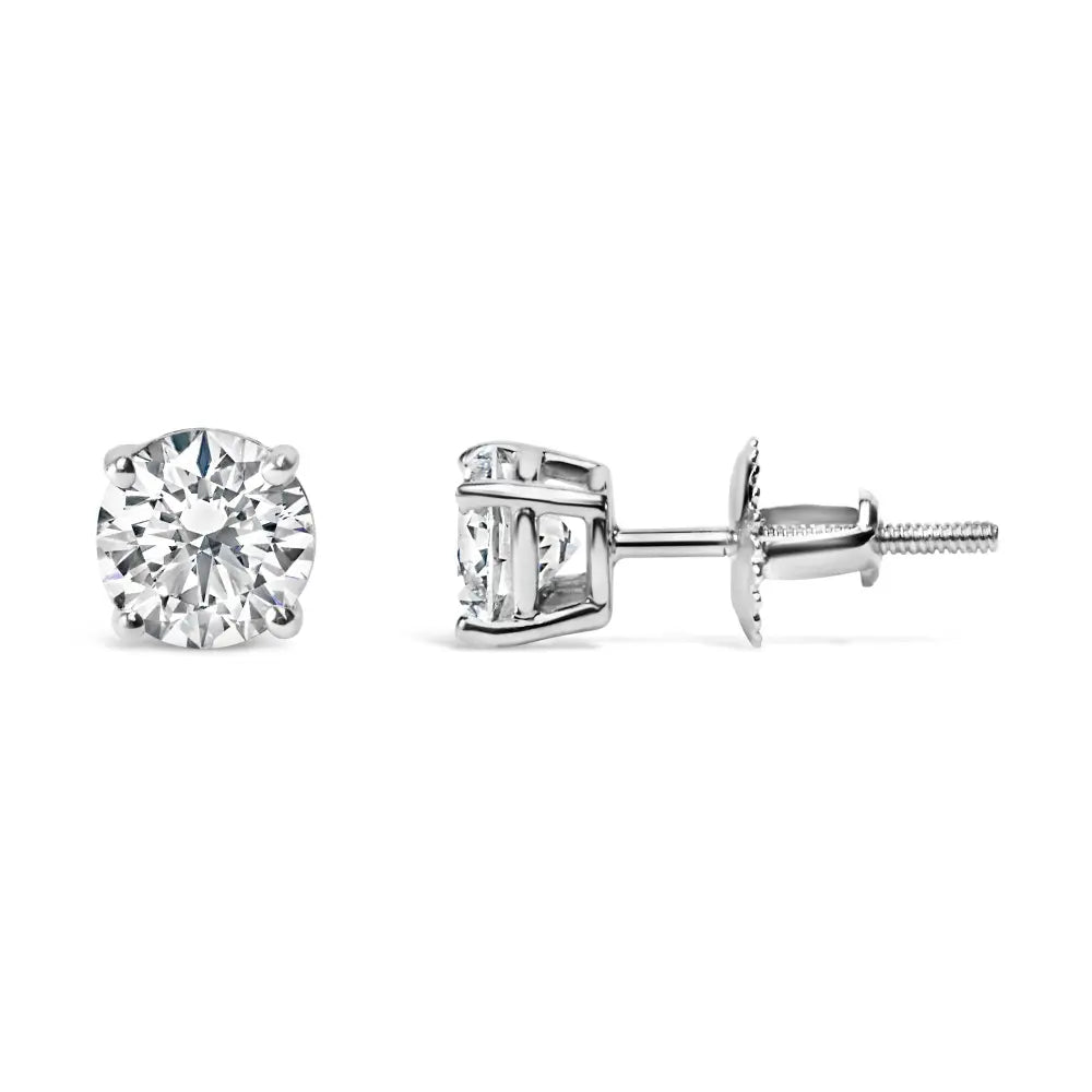 1.0 cttw round diamond solitaire stud earrings in 14k white gold ags bijoux-nyc direct