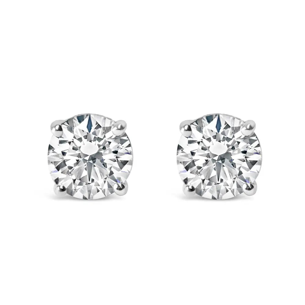 1.0 cttw round diamond solitaire stud earrings in 14k white gold ags bijoux-nyc direct