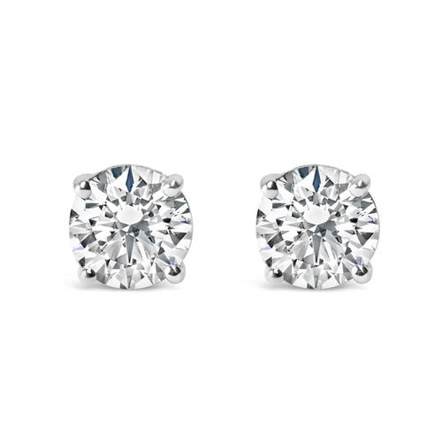 1.0 cttw round diamond solitaire stud earrings in 14k white gold ags bijoux-nyc direct